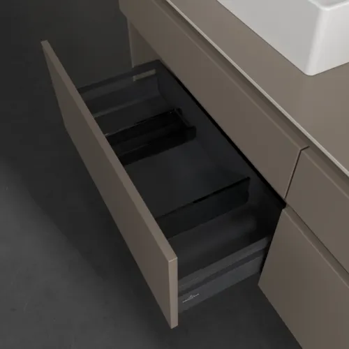 Bild von VILLEROY BOCH Legato Waschbeckenunterschrank, 4 Auszüge, 1600 x 550 x 500 mm, Truffle Grey / Truffle Grey #B67700VG