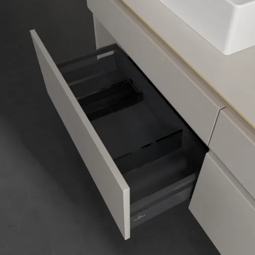 Bild von VILLEROY BOCH Legato Waschbeckenunterschrank, 4 Auszüge, 1600 x 550 x 500 mm, Soft Grey / Soft Grey #B67700VK