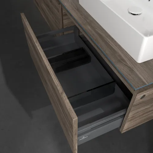 Bild von VILLEROY BOCH Legato Waschbeckenunterschrank, 2 Auszüge, 1600 x 380 x 500 mm, Stone Oak / Stone Oak #B67600RK