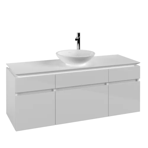 VILLEROY BOCH Legato Vanity unit, 5 pull-out compartments, 1400 x 550 x 500 mm, Glossy White / Glossy White #B58600DH resmi