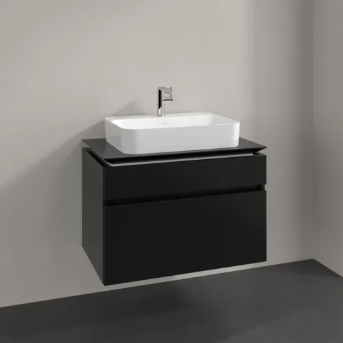 Bild von VILLEROY BOCH Legato Waschbeckenunterschrank, 2 Auszüge, 800 x 550 x 500 mm, Black Matt Lacquer / Black Matt Lacquer #B75400PD