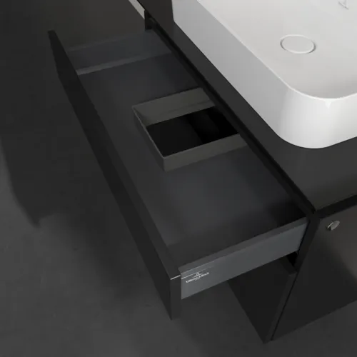 Bild von VILLEROY BOCH Legato Waschbeckenunterschrank, 2 Auszüge, 800 x 550 x 500 mm, Black Matt Lacquer / Black Matt Lacquer #B75400PD