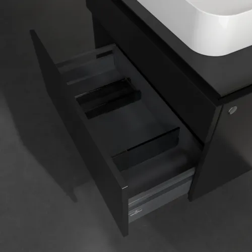 Bild von VILLEROY BOCH Legato Waschbeckenunterschrank, 2 Auszüge, 800 x 550 x 500 mm, Black Matt Lacquer / Black Matt Lacquer #B75400PD