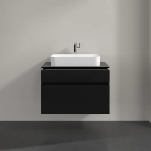 Bild von VILLEROY BOCH Legato Waschbeckenunterschrank, 2 Auszüge, 800 x 550 x 500 mm, Black Matt Lacquer / Black Matt Lacquer #B75400PD