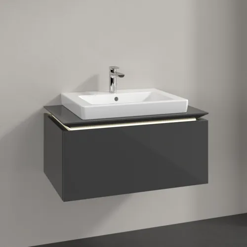 Bild von VILLEROY BOCH Legato Waschbeckenunterschrank, mit Beleuchtung, 1 Auszug, 800 x 380 x 500 mm, Glossy Grey / Glossy Grey #B678L0FP