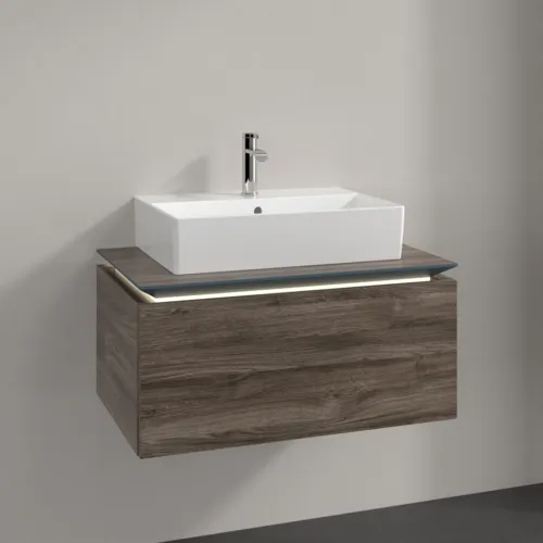 Bild von VILLEROY BOCH Legato Waschbeckenunterschrank, mit Beleuchtung, 1 Auszug, 800 x 380 x 500 mm, Stone Oak / Stone Oak #B601L0RK