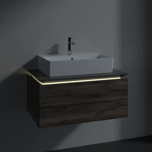Bild von VILLEROY BOCH Legato Waschbeckenunterschrank, mit Beleuchtung, 1 Auszug, 800 x 380 x 500 mm, Stone Oak / Stone Oak #B601L0RK