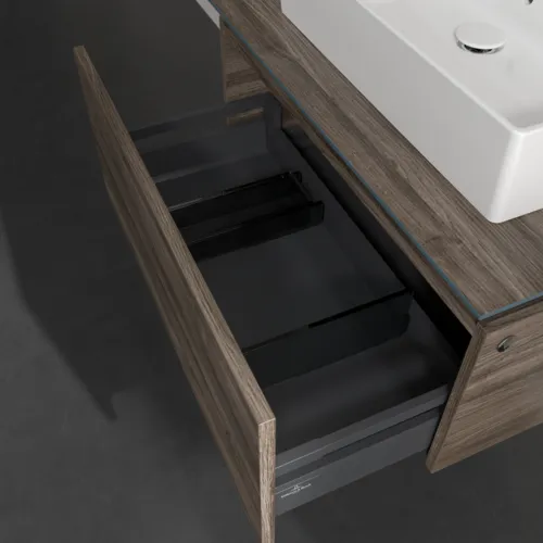 Bild von VILLEROY BOCH Legato Waschbeckenunterschrank, mit Beleuchtung, 1 Auszug, 800 x 380 x 500 mm, Stone Oak / Stone Oak #B601L0RK