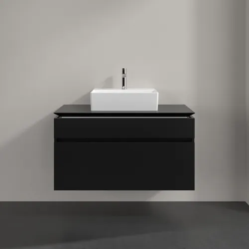 Bild von VILLEROY BOCH Legato Waschbeckenunterschrank, 2 Auszüge, 1000 x 550 x 500 mm, Black Matt Lacquer / Black Matt Lacquer #B60400PD