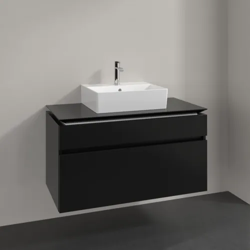 Bild von VILLEROY BOCH Legato Waschbeckenunterschrank, 2 Auszüge, 1000 x 550 x 500 mm, Black Matt Lacquer / Black Matt Lacquer #B60400PD