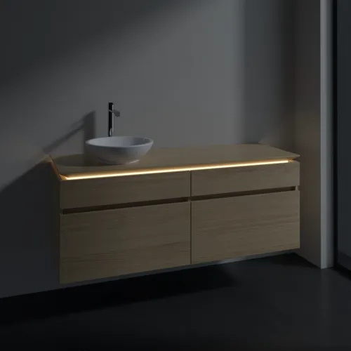 Bild von VILLEROY BOCH Legato Waschbeckenunterschrank, mit Beleuchtung, 4 Auszüge, 1400 x 550 x 500 mm, Nordic Oak / Nordic Oak #B588L0VJ