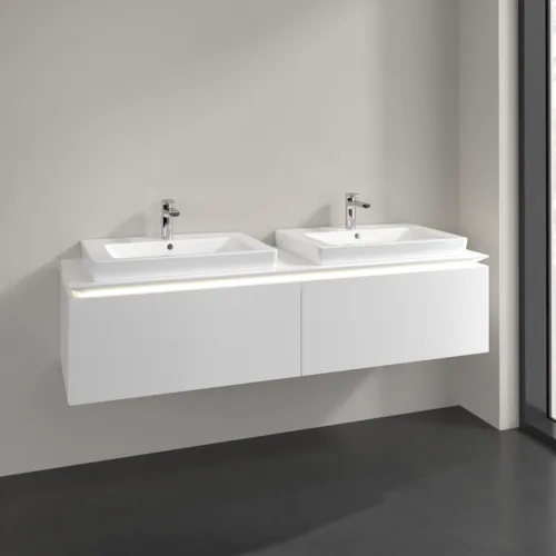 Bild von VILLEROY BOCH Legato Waschbeckenunterschrank, mit Beleuchtung, 2 Auszüge, 1600 x 380 x 500 mm, White Matt / White Matt #B692L0MS