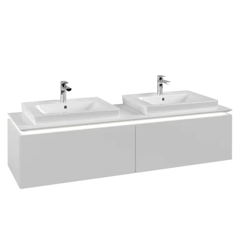 Obrázek VILLEROY BOCH Legato toaletní skříňka, s osvětlením, 2 výsuvy, 1600 x 380 x 500 mm, bílá matná / bílá matná #B692L0MS