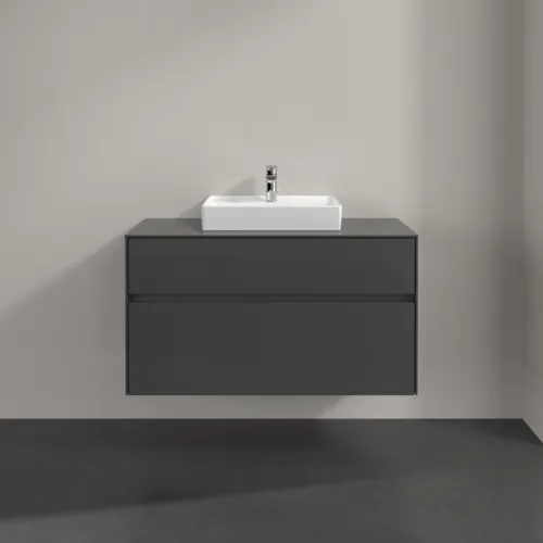 Bild von VILLEROY BOCH Collaro Waschbeckenunterschrank, mit Beleuchtung, 2 Auszüge, 1000 x 548 x 500 mm, Glossy Grey / Glossy Grey #C016B0FP