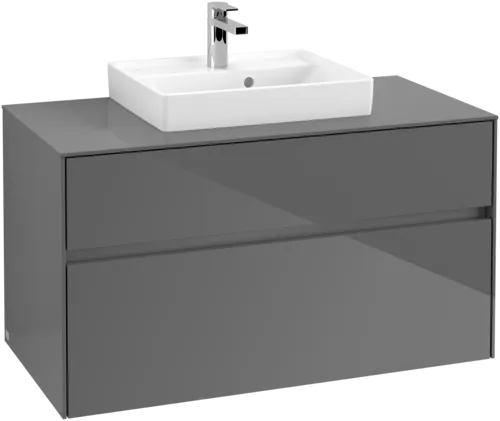 Obrázek VILLEROY BOCH Toaletní skříňka Collaro, s osvětlením, 2 výsuvy, 1000 x 548 x 500 mm, lesklá šedá / lesklá šedá #C016B0FP