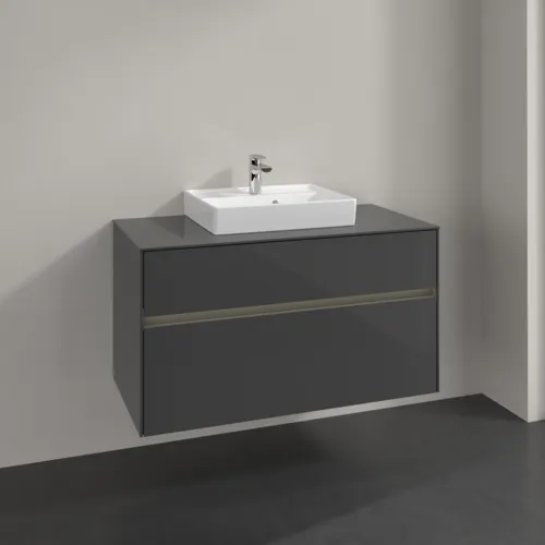 Bild von VILLEROY BOCH Collaro Waschbeckenunterschrank, mit Beleuchtung, 2 Auszüge, 1000 x 548 x 500 mm, Glossy Grey / Glossy Grey #C016B0FP