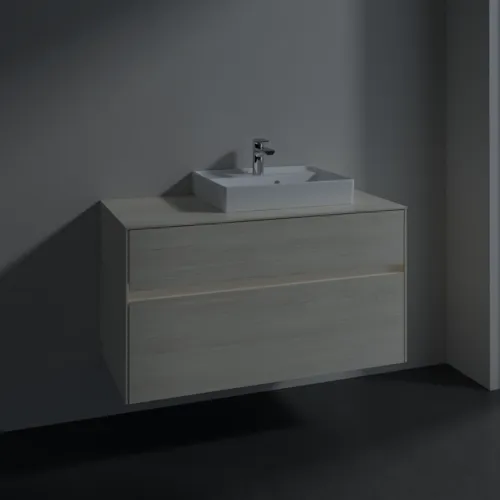 Bild von VILLEROY BOCH Collaro Waschbeckenunterschrank, mit Beleuchtung, 2 Auszüge, 1000 x 548 x 500 mm, White Oak / White Oak #C015B0AA