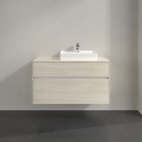 Bild von VILLEROY BOCH Collaro Waschbeckenunterschrank, mit Beleuchtung, 2 Auszüge, 1000 x 548 x 500 mm, White Oak / White Oak #C015B0AA