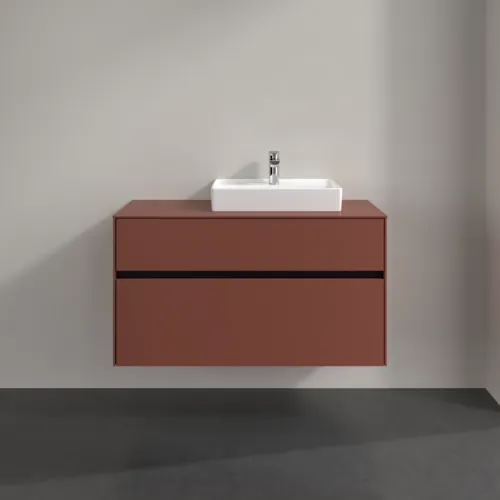 Bild von VILLEROY BOCH Collaro Waschbeckenunterschrank, mit Beleuchtung, 2 Auszüge, 1000 x 548 x 500 mm, Wine Red / Wine Red #C015B0AH