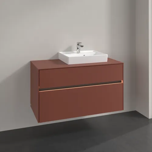 Bild von VILLEROY BOCH Collaro Waschbeckenunterschrank, mit Beleuchtung, 2 Auszüge, 1000 x 548 x 500 mm, Wine Red / Wine Red #C015B0AH