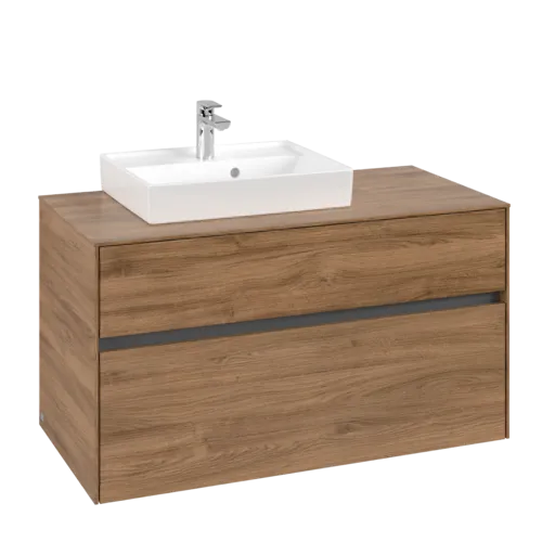 Picture of VILLEROY BOCH Collaro Vanity unit, 2 pull-out compartments, 1000 x 548 x 500 mm, Oak Kansas #C01400RH