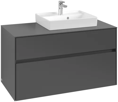 Picture of VILLEROY BOCH Collaro Vanity unit, 2 pull-out compartments, 1000 x 548 x 500 mm, Graphite / Graphite #C01500VR