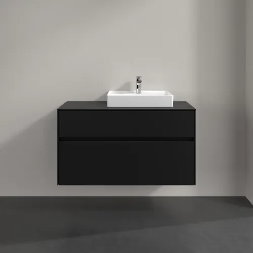 Bild von VILLEROY BOCH Collaro Waschbeckenunterschrank, 2 Auszüge, 1000 x 548 x 500 mm, Volcano Black / Volcano Black #C01500VL