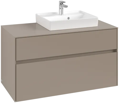 Picture of VILLEROY BOCH Collaro Vanity unit, 2 pull-out compartments, 1000 x 548 x 500 mm, Taupe / Taupe #C01500VM