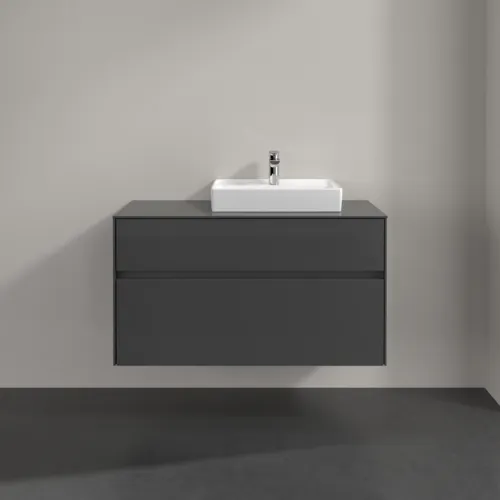 Bild von VILLEROY BOCH Collaro Waschbeckenunterschrank, mit Beleuchtung, 2 Auszüge, 1000 x 548 x 500 mm, Glossy Grey / Glossy Grey #C015B0FP
