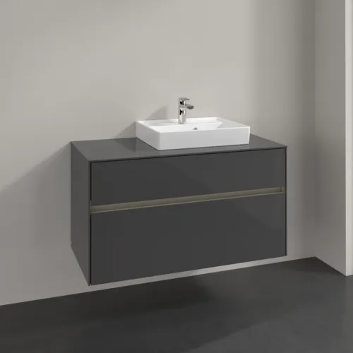 Bild von VILLEROY BOCH Collaro Waschbeckenunterschrank, mit Beleuchtung, 2 Auszüge, 1000 x 548 x 500 mm, Glossy Grey / Glossy Grey #C015B0FP