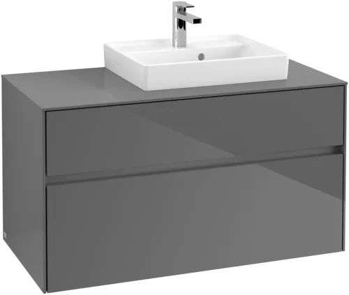 Picture of VILLEROY BOCH Collaro Vanity unit, with lighting, 2 pull-out compartments, 1000 x 548 x 500 mm, Glossy Grey / Glossy Grey #C015B0FP