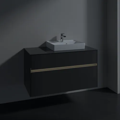 Bild von VILLEROY BOCH Collaro Waschbeckenunterschrank, mit Beleuchtung, 2 Auszüge, 1000 x 548 x 500 mm, Glossy Grey / Glossy Grey #C015B0FP