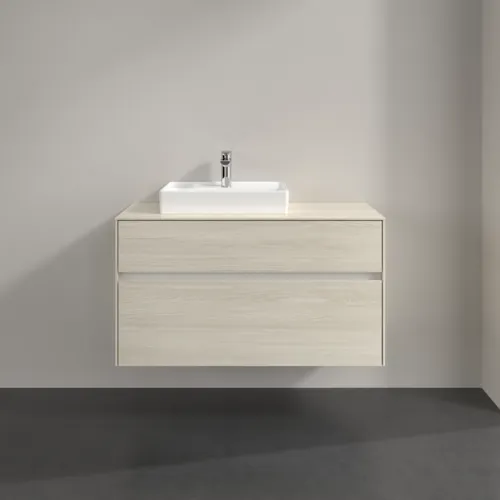 Bild von VILLEROY BOCH Collaro Waschbeckenunterschrank, mit Beleuchtung, 2 Auszüge, 1000 x 548 x 500 mm, White Oak / White Oak #C014B0AA