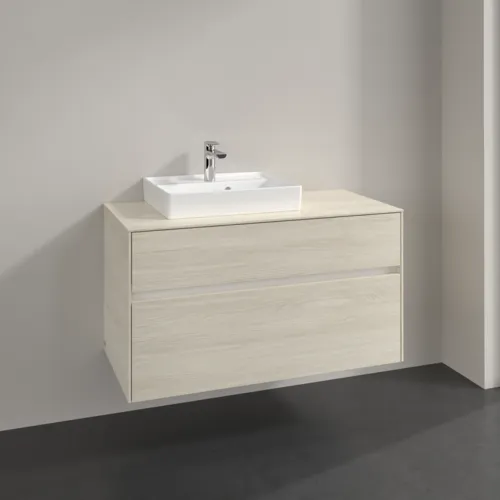 Bild von VILLEROY BOCH Collaro Waschbeckenunterschrank, mit Beleuchtung, 2 Auszüge, 1000 x 548 x 500 mm, White Oak / White Oak #C014B0AA