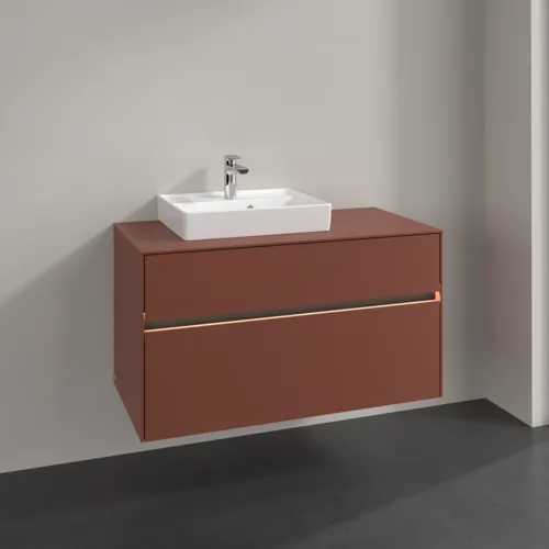 Bild von VILLEROY BOCH Collaro Waschbeckenunterschrank, mit Beleuchtung, 2 Auszüge, 1000 x 548 x 500 mm, Wine Red / Wine Red #C014B0AH