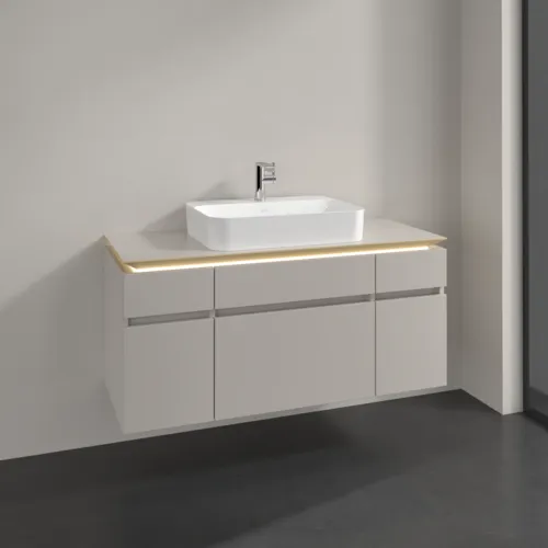 Bild von VILLEROY BOCH Legato Waschbeckenunterschrank, mit Beleuchtung, 5 Auszüge, 1200 x 550 x 500 mm, Soft Grey / Soft Grey #B758L0VK