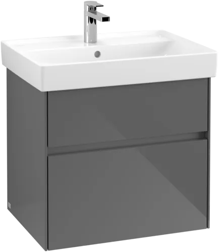 Picture of VILLEROY BOCH Collaro Vanity unit, with lighting, 2 pull-out compartments, 604 x 546 x 444 mm, Glossy Grey #C009B0FP