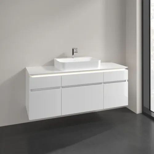 Bild von VILLEROY BOCH Legato Waschbeckenunterschrank, mit Beleuchtung, 5 Auszüge, 1400 x 550 x 500 mm, Glossy White / Glossy White #B760L0DH