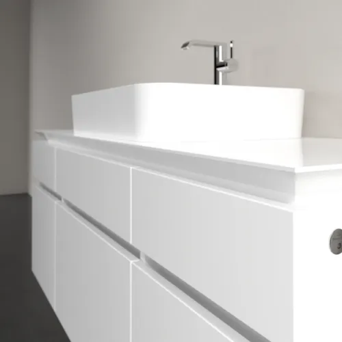 Bild von VILLEROY BOCH Legato Waschbeckenunterschrank, mit Beleuchtung, 5 Auszüge, 1400 x 550 x 500 mm, Glossy White / Glossy White #B760L0DH