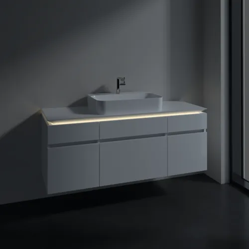Bild von VILLEROY BOCH Legato Waschbeckenunterschrank, mit Beleuchtung, 5 Auszüge, 1400 x 550 x 500 mm, Glossy White / Glossy White #B760L0DH