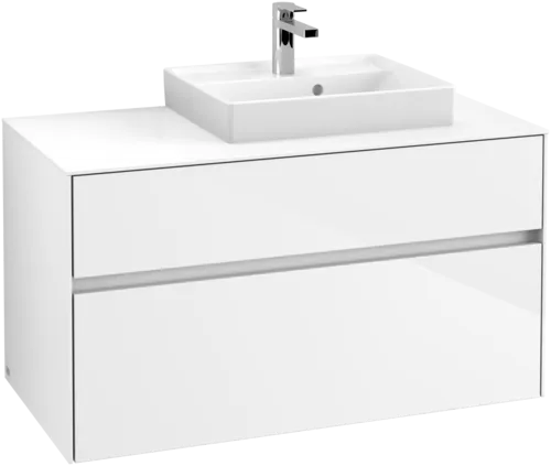 Picture of VILLEROY BOCH Collaro Vanity unit, with lighting, 2 pull-out compartments, 1000 x 548 x 500 mm, Glossy White / Glossy White #C015B0DH