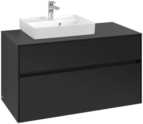 Picture of VILLEROY BOCH Collaro Vanity unit, 2 pull-out compartments, 1000 x 548 x 500 mm, Volcano Black / Volcano Black #C01400VL