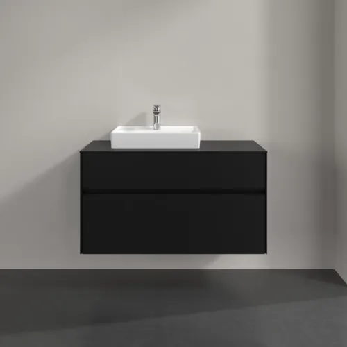 Bild von VILLEROY BOCH Collaro Waschbeckenunterschrank, 2 Auszüge, 1000 x 548 x 500 mm, Volcano Black / Volcano Black #C01400VL