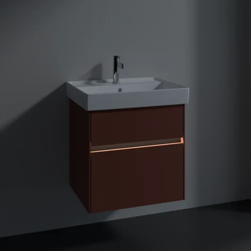 Bild von VILLEROY BOCH Collaro Waschbeckenunterschrank, mit Beleuchtung, 2 Auszüge, 554 x 546 x 444 mm, Wine Red #C008B0AH
