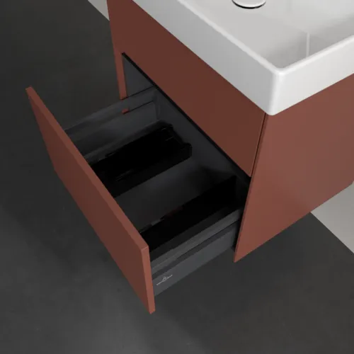 Bild von VILLEROY BOCH Collaro Waschbeckenunterschrank, mit Beleuchtung, 2 Auszüge, 554 x 546 x 444 mm, Wine Red #C008B0AH