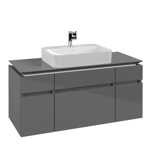 VILLEROY BOCH Legato Vanity unit, 5 pull-out compartments, 1200 x 550 x 500 mm, Glossy Grey / Glossy Grey #B75800FP resmi