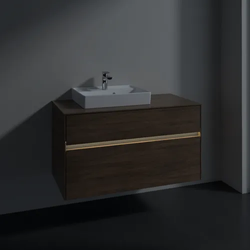 Bild von VILLEROY BOCH Collaro Waschbeckenunterschrank, mit Beleuchtung, 2 Auszüge, 1000 x 548 x 500 mm, Arizona Oak / Arizona Oak #C014B0VH