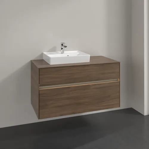 Bild von VILLEROY BOCH Collaro Waschbeckenunterschrank, mit Beleuchtung, 2 Auszüge, 1000 x 548 x 500 mm, Arizona Oak / Arizona Oak #C014B0VH