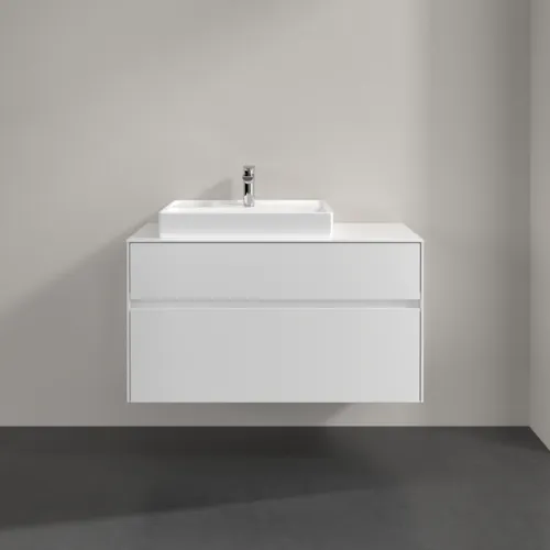 VILLEROY BOCH Collaro Waschbeckenunterschrank, mit Beleuchtung, 2 Auszüge, 1000 x 548 x 500 mm, Glossy White / Glossy White #C017B0DH, Bild 3