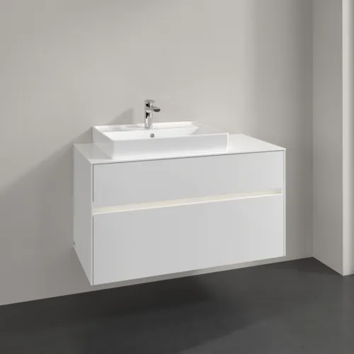 VILLEROY BOCH Collaro Waschbeckenunterschrank, mit Beleuchtung, 2 Auszüge, 1000 x 548 x 500 mm, Glossy White / Glossy White #C017B0DH, Bild 2